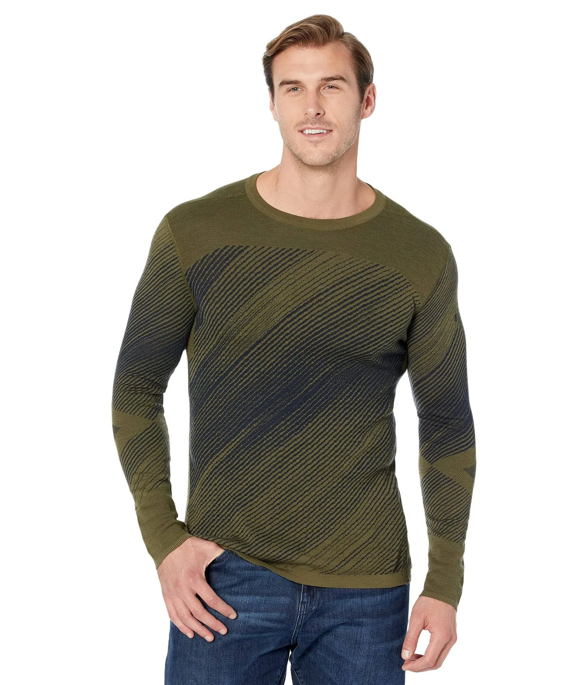 Smartwool Mens Intraknit Thermal Merino Base Layer Pattern Crew - GoBros.com