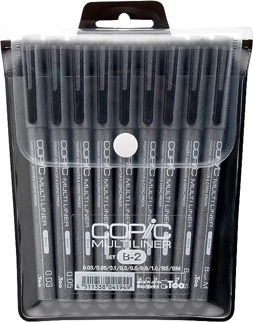 Copic Markers 9-Piece Multiliner Inking Pen Set B-2, Black (MLB2)