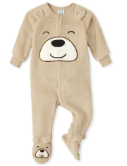 The Children's Place Unisex Baby and Toddler Bear Fleece One Piece Pajamas