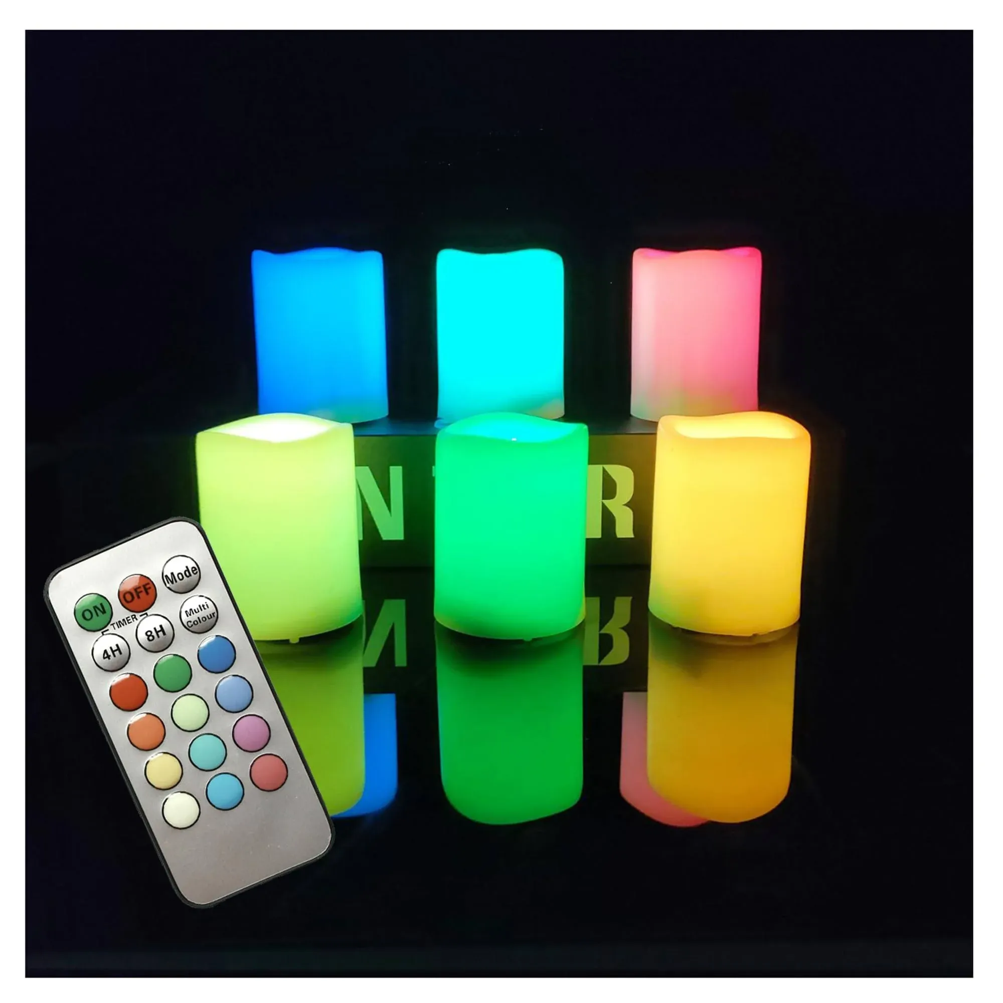 iZAN 6PCS Multi Color Changing Flameless Battery Operated LED Votive Candles with Remote Flickering Electric votives for Halloween Christmas Home Party Wedding Decors 1.5”x2” Batteries Included