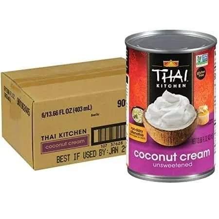 Thai Kitchen Coconut Cream Unsweetened, Gluten Free, 13.66 Fl Oz (Pack of 6) 