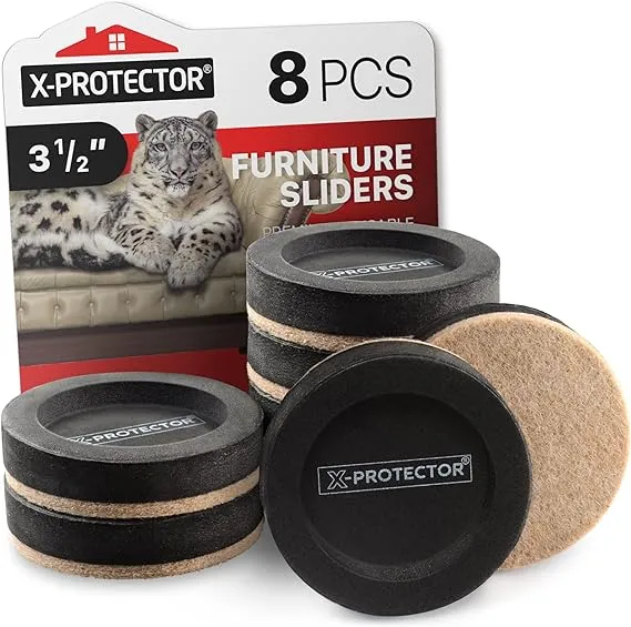 8 Heavy-Duty Felt Furniture Sliders for Hardwood Floors xPROtector 3½”