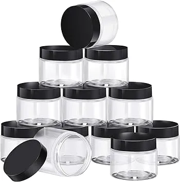 12 Pack Small Plastic Containers with Lids Clear Plastic Favor Storage Jars Wide Mouth for Beauty Products (6 Ounce, White)