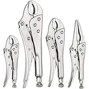 FASTPRO 4-piece Locking Pliers Set, 5", 7" and 10" Curved Jaw Locking Pliers, 6-1/2" Long Nose Locking Pliers Included, Vice Grip Wrench Set