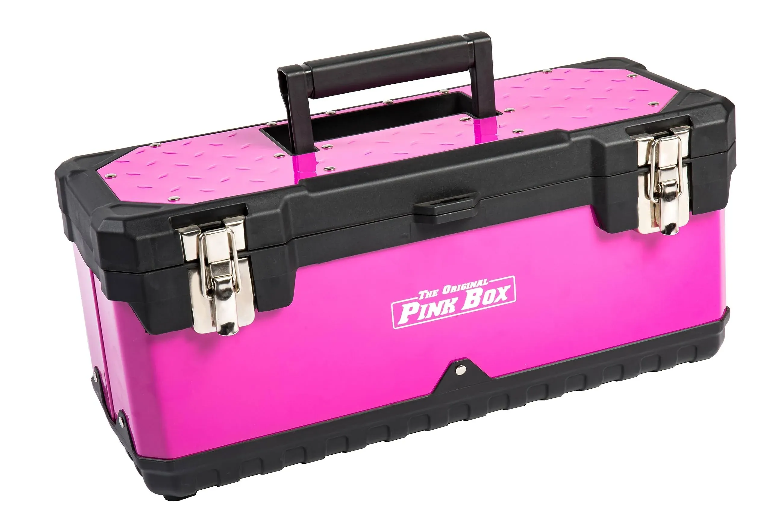 The Original Pink Box 20 in. Portable Steel Toolbox With Removeable Tray Pink PB20PTB