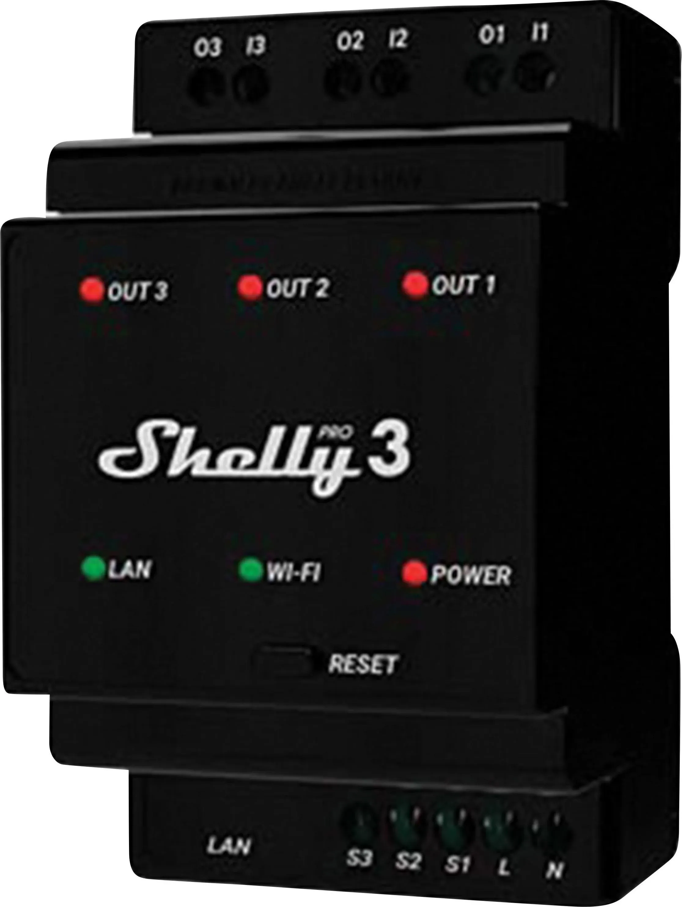 Shelly Pro 3 WLAN Smart Relay 3X 16A Black