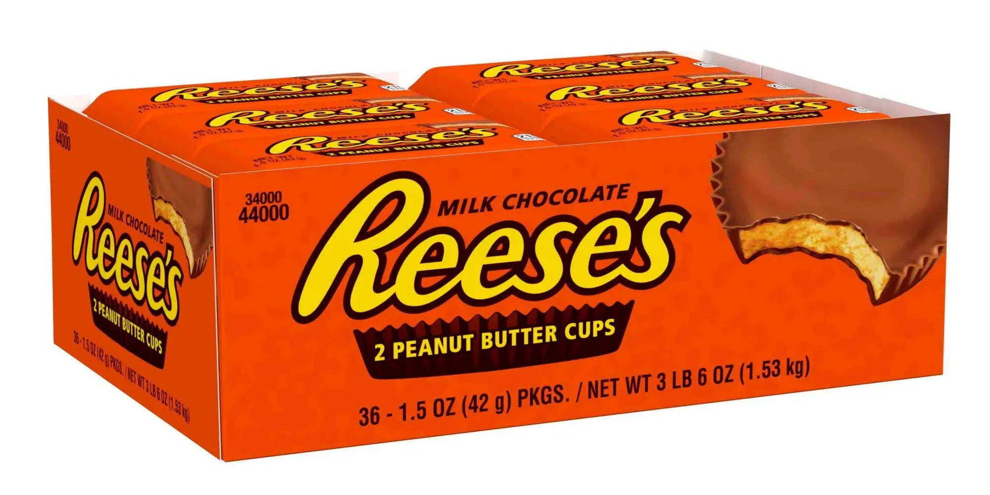 REESE&#039;S Milk Chocolate Peanut Butter Cups Candy, Bulk, Christmas, Packs 1.5 oz.