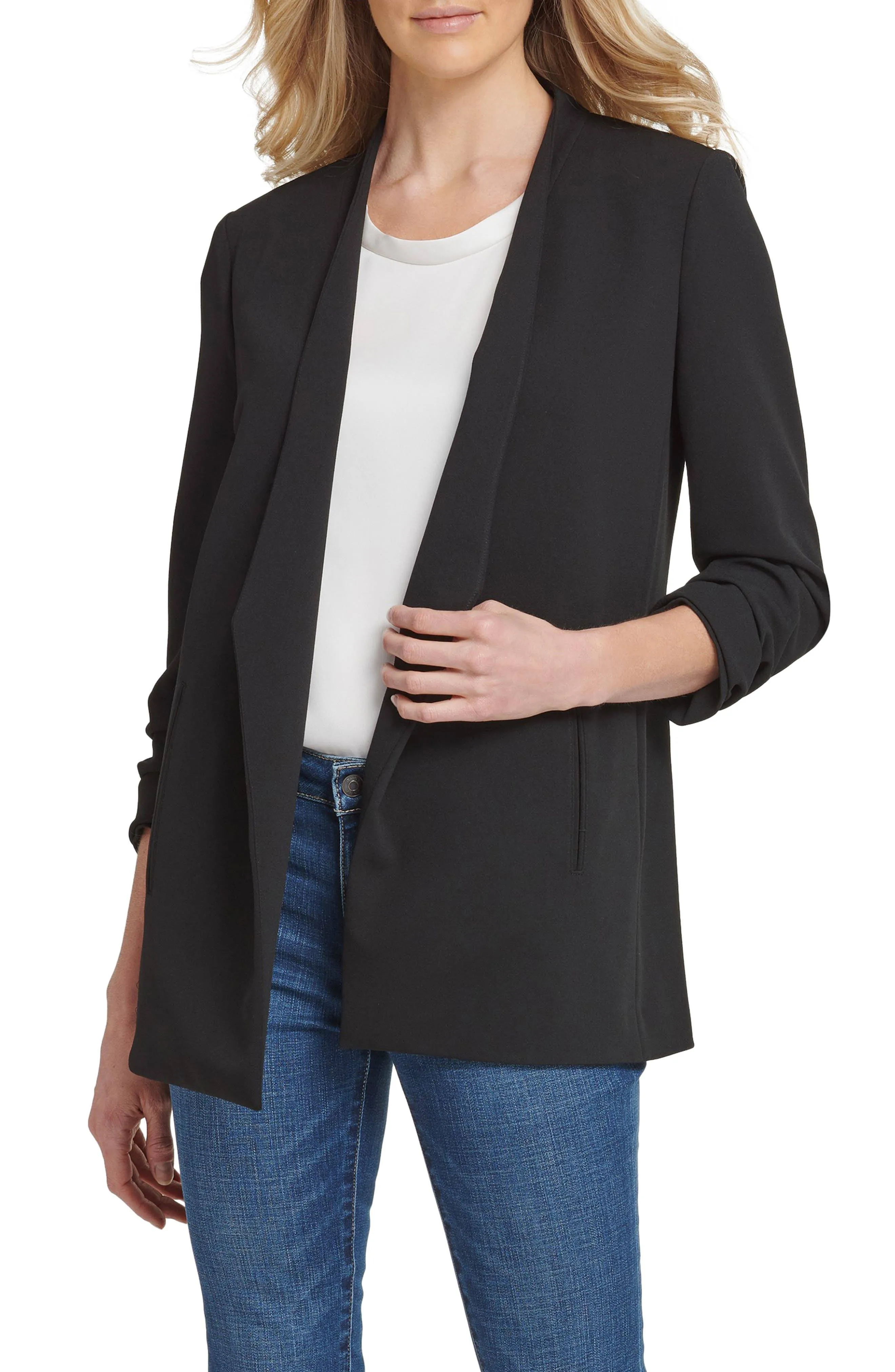 DKNY SPORTSWEAR Women's Missy Foundation Long Sleeve Shawl Collar Jacket