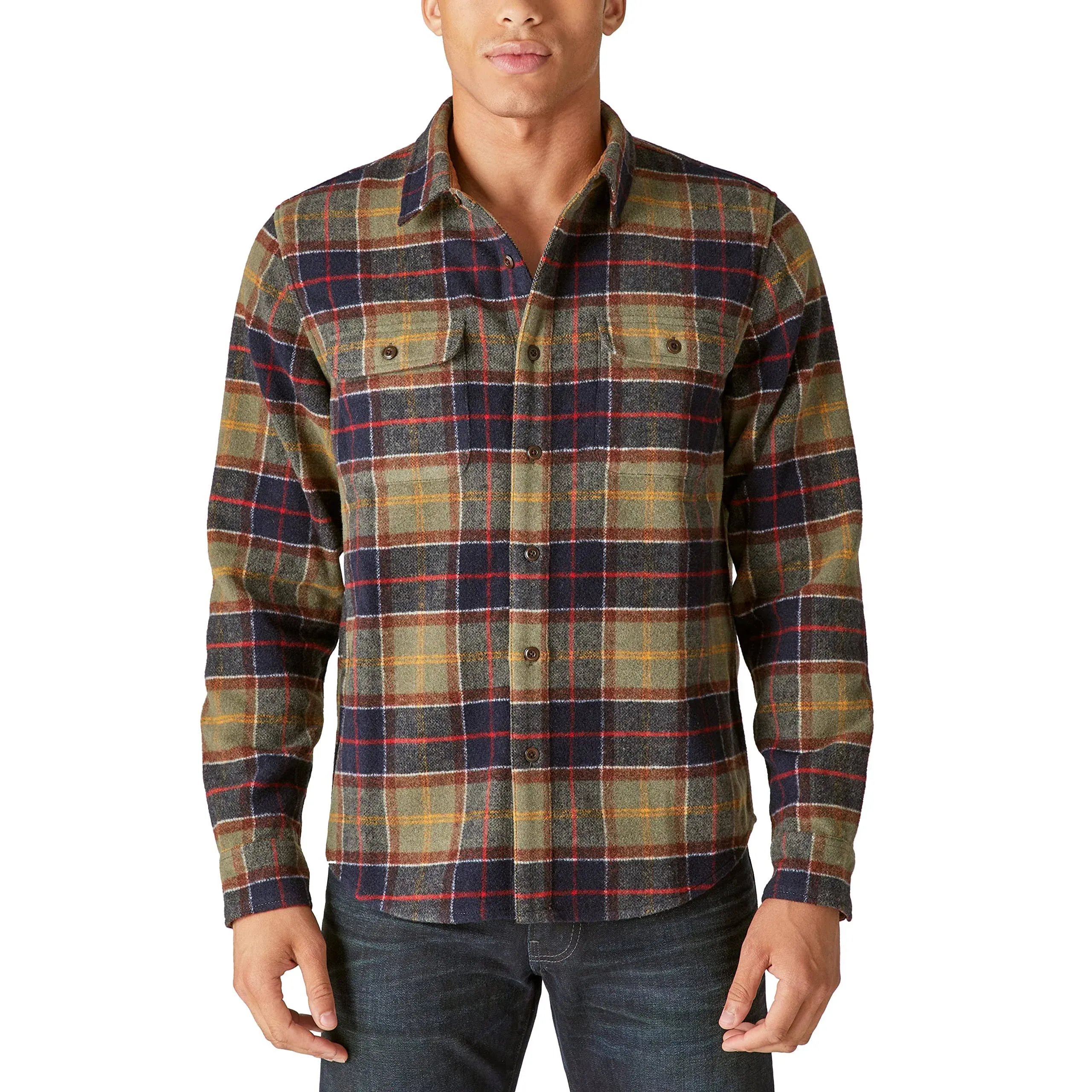 Lucky Brand Men's Buffalo Plaid Knit Shirt