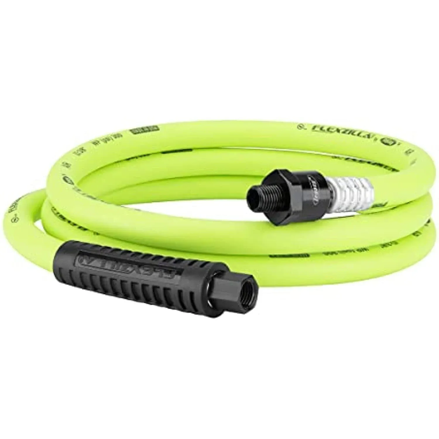 Flexzilla Swivel Whip Air Hose, 3/8 in. x 4 ft. (1/4" MNPT Ball Swivel x 1/4" FNPT Ends), Heavy Duty, Lightweight, Hybrid, ZillaGreen - HFZ3804YW2B