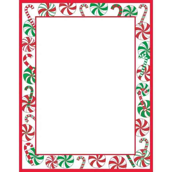 Peppermint Party Christmas Letterhead - 25 or 80pk