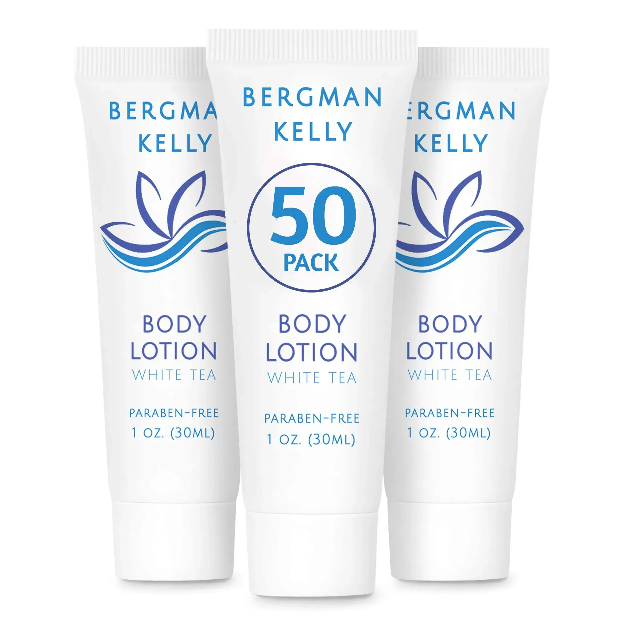 BERGMAN KELLY Travel Size Lotion (1 fl oz, 100 PK, White Tea), Delight Your Guests with a Revitalizing and Refreshing Body Lotion, Quality Mini and Small Size Guest Hotel Toiletries in Bulk