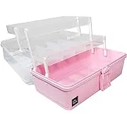  Hair Accessories Organizer 13-Inch Art Supply Bin Sewing Box 3-Layers PINK