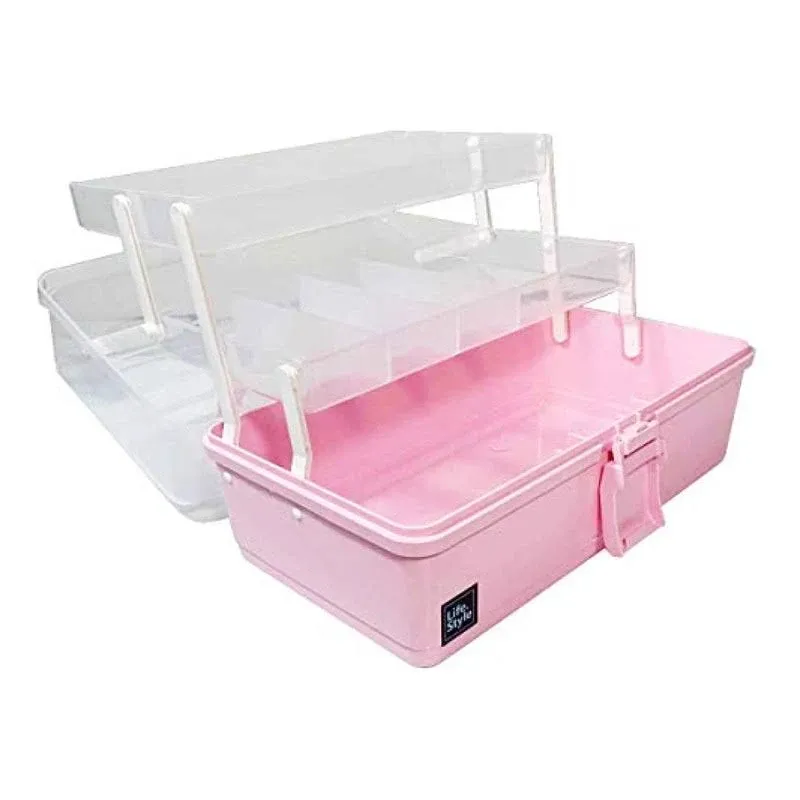 WEWLINE Sewing Box 13-Inch Art Supply Bin 3-Layers Craft Storage Organizer wi...