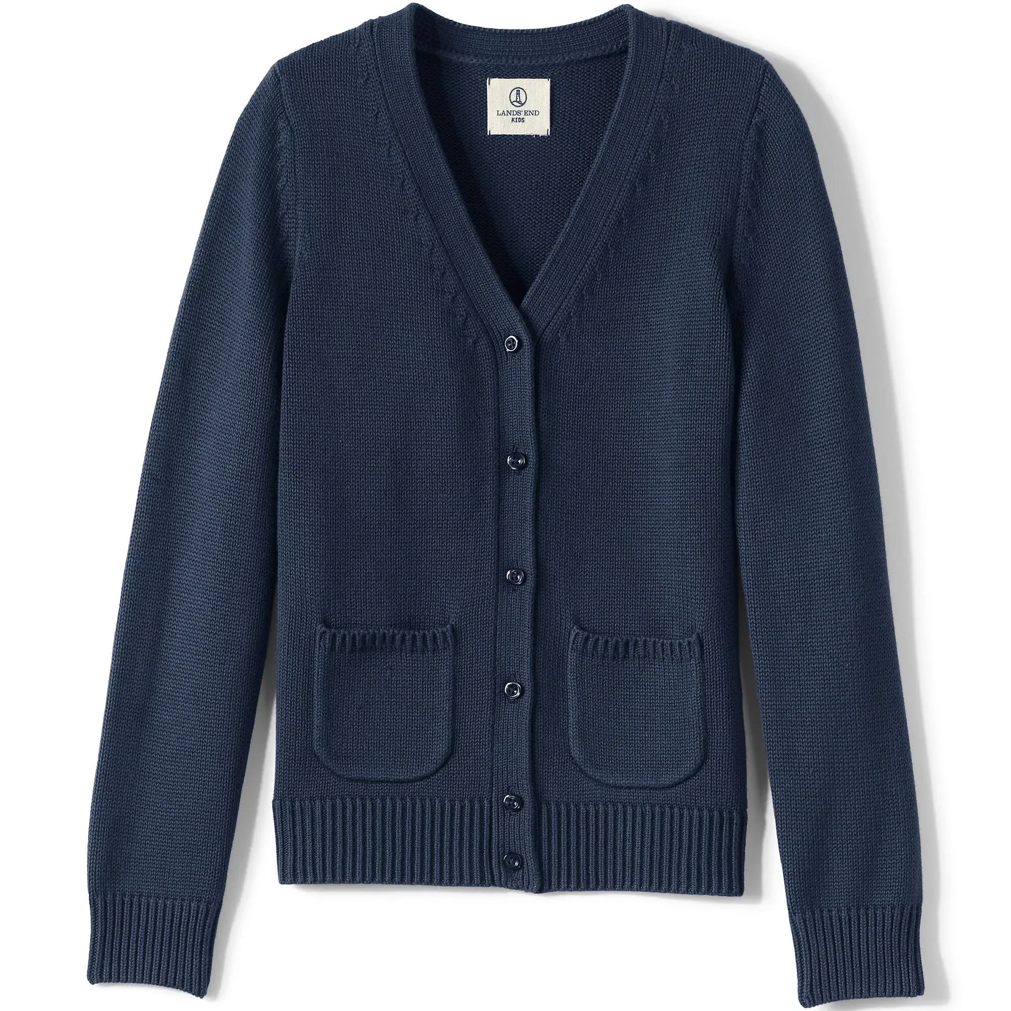 Lands' End Girls' Cotton Modal Button Front Cardigan Sweater