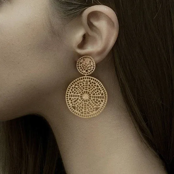 Filigree Post Earrings, Geometric Drop Gold Earrings, Dangle Earrings for Date Night and Prom, Chic Gift for Her