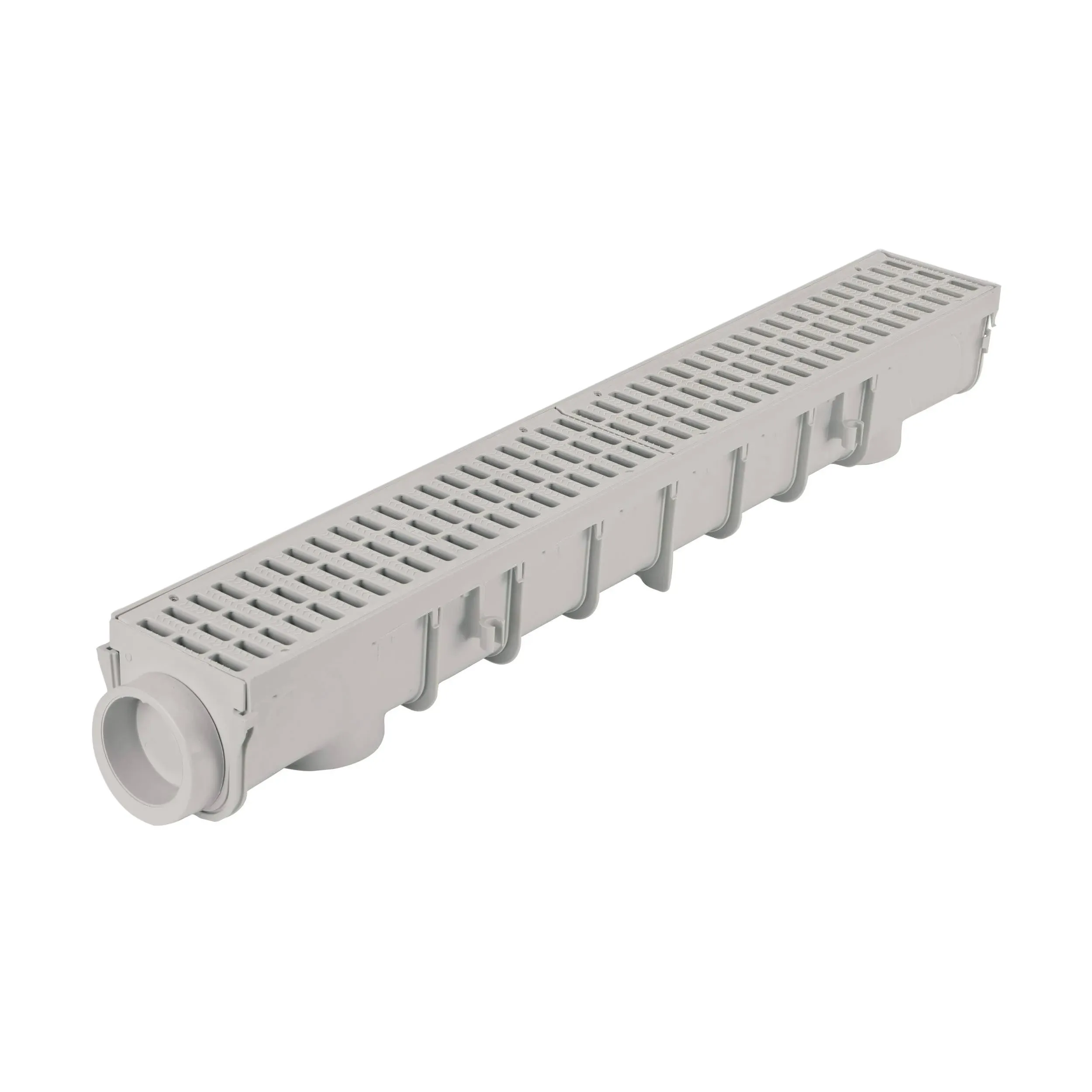 NDS Pro Series Drain Kit 5-1/2 in. X 39-3/8 in. Deep Profile Channel, Gray Plastic Grates, End Caps/Outlet, 5 