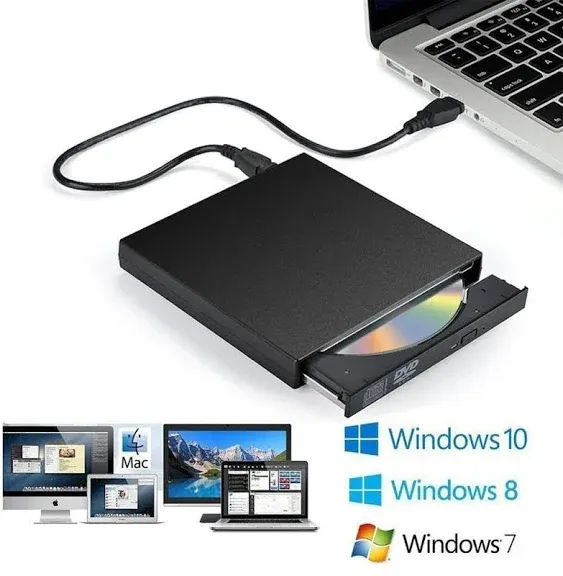 External CD/DVD Drive for Laptop, USB Ultra-Slim Portable Burner Writer ...