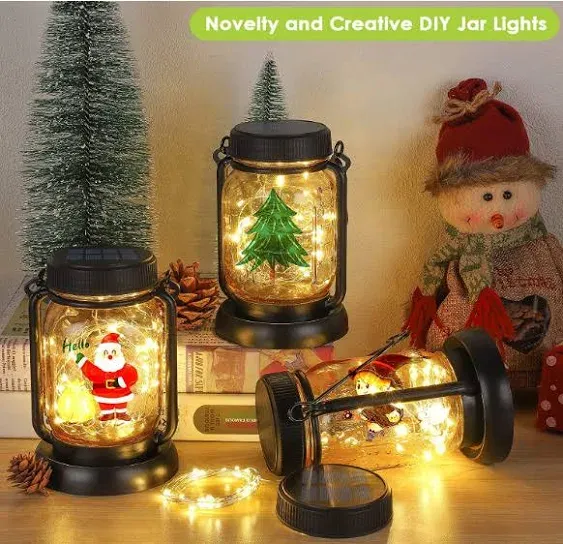 4 Pack Solar Hanging Mason Jar Lights, Outdoor Decorative Solar Lantern Lamp