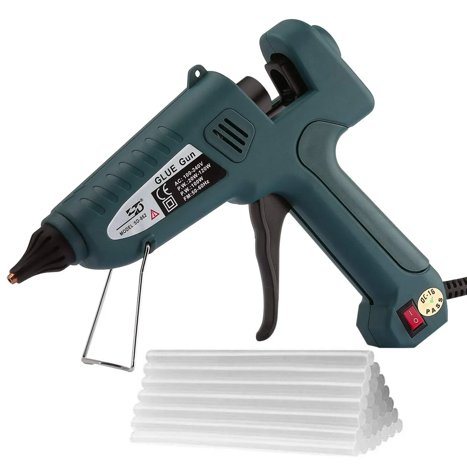 QUKEEO Hot Glue Gun, Hot Glue Gun Kit Includes 100 Watt Hot Glue Gun Full Size Supplied with 30 Hot Glue Sticks