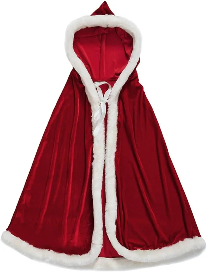 Clobeau Christmas Halloween Costumes Velvet Hooded Cape Robe