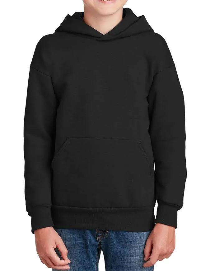 Hanes P473 Youth EcoSmart Pullover Hooded Sweatshirt - Black - Xs