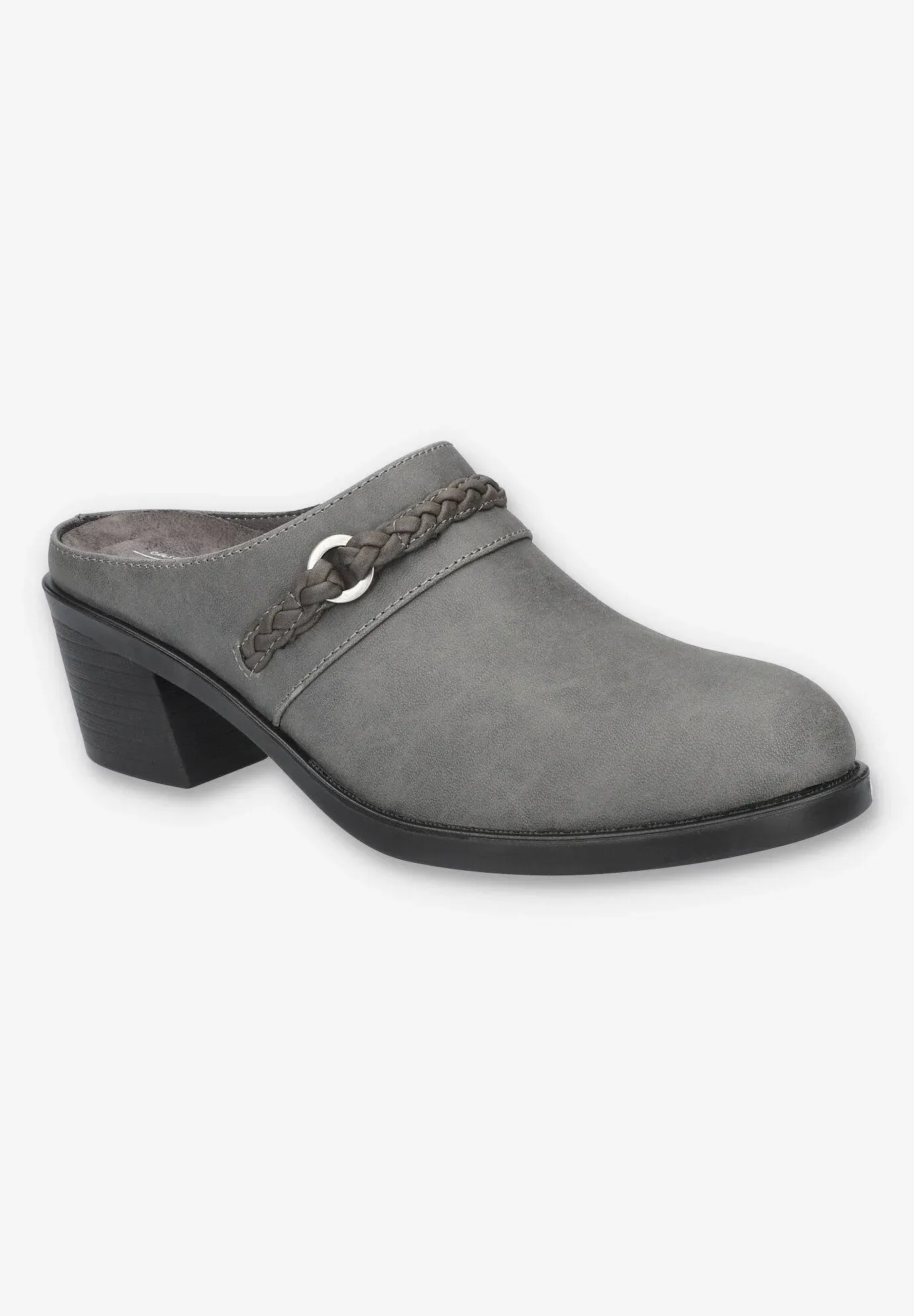 Easy Street Gilly Women's Block Heel Comfort Mules, Size: 6.5 XW, Grey