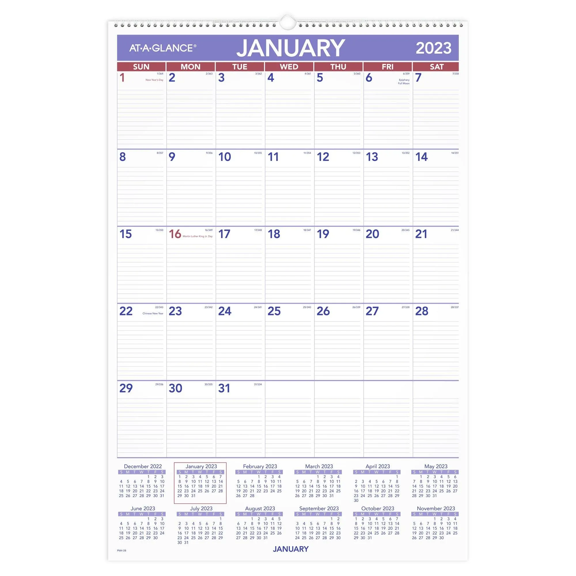 Monthly Wall Calendar with Ruled Daily Blocks, 20 x 30, White Sheets, 12-Month (Jan to Dec): 2025