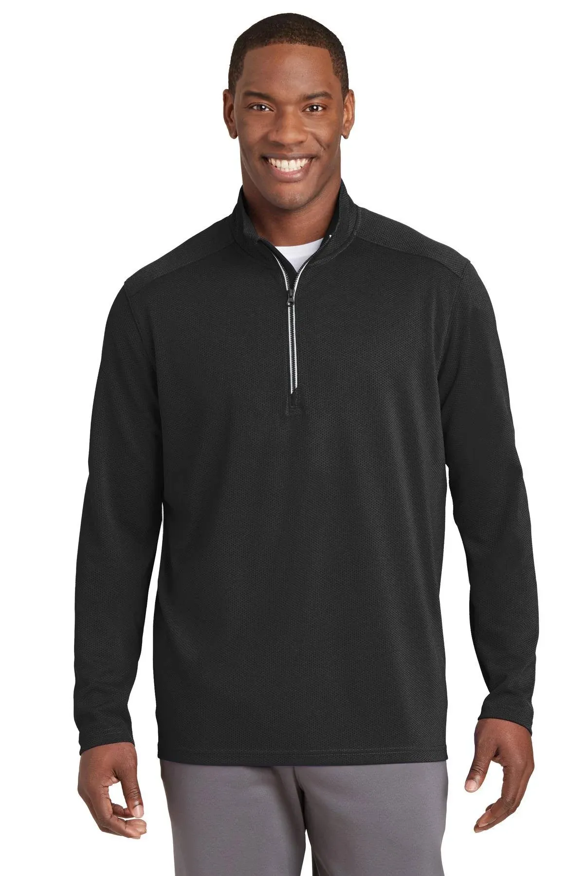 Sport-Tek Men's ST860 Sport-Wick Textured 1/4-Zip Pullover