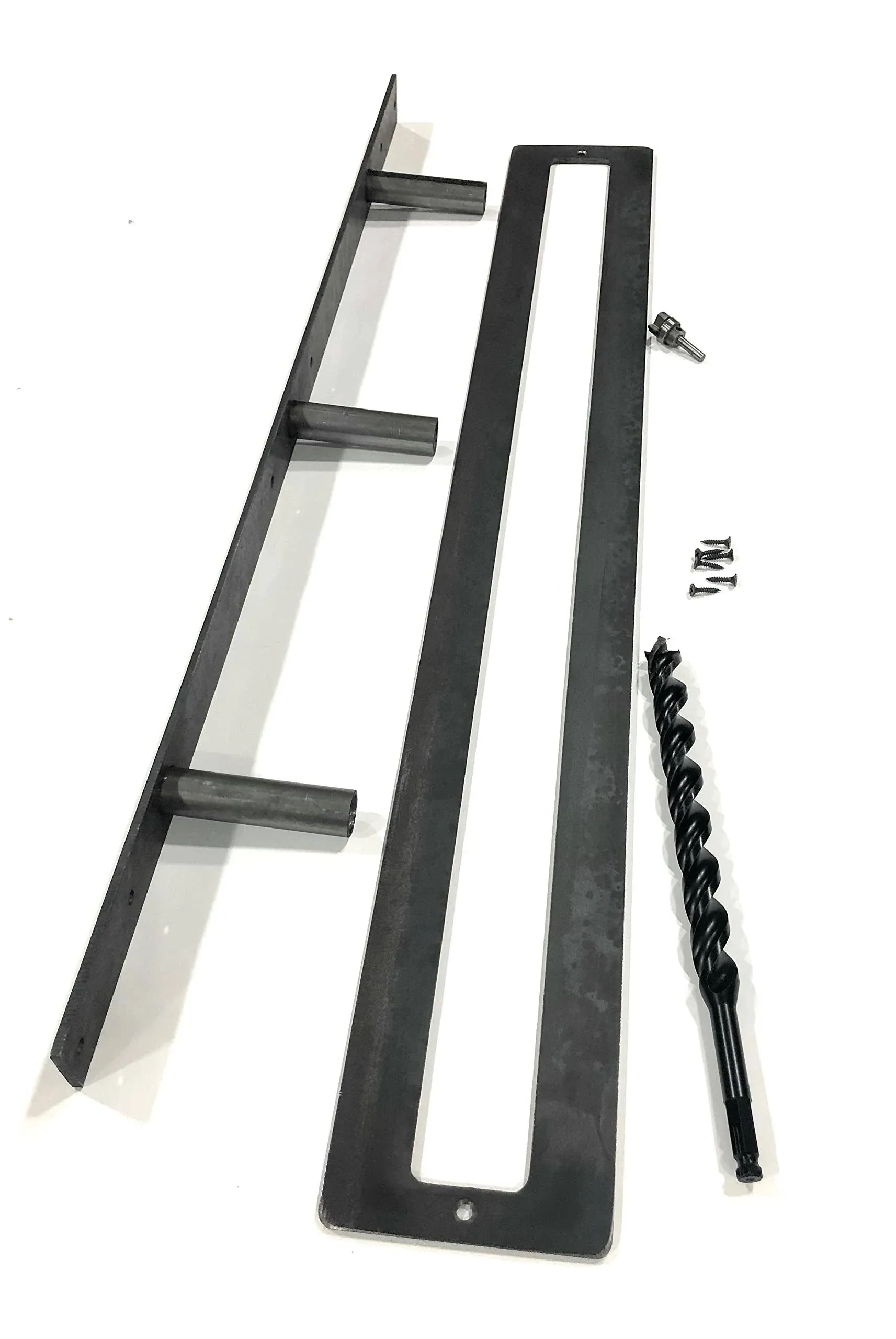 Heavy Duty Metal Floating Shelf Bracket with Install kit. Mounting Locations Every Half inch (34 inch Build Kit)