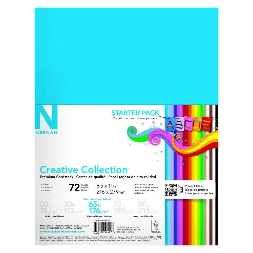 Neenah Creative Collection Classics Specialty Cardstock Starter Kit 8.5 x 11 Inches 72 Count Assortment (46407-02)