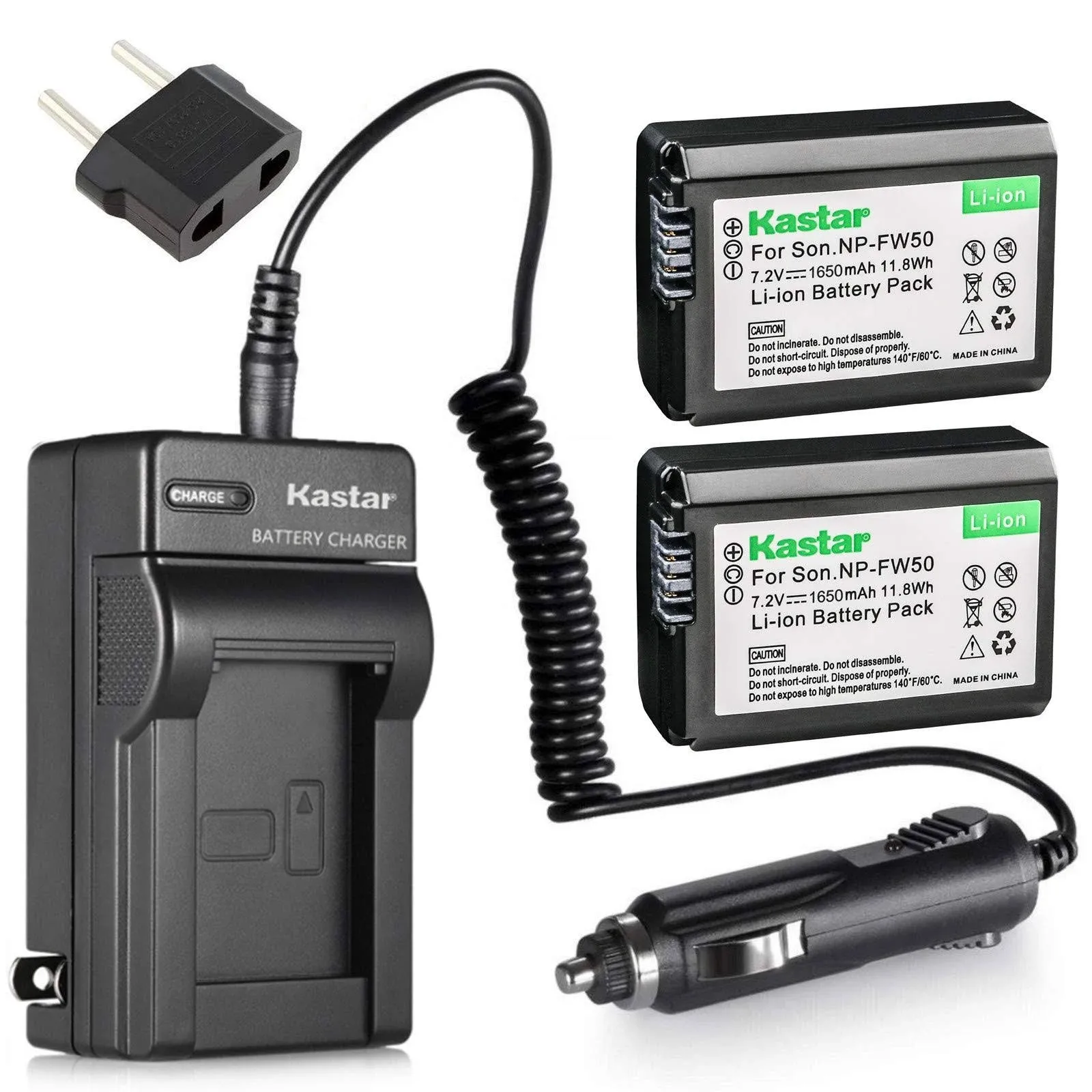 Kastar Battery(2-Pack) and Charger for Sony NP-FW50, BC-VW1, BC-TRW and Alpha 7, a7, a7R, a3000, a5000, a6000, NEX-3, NEX-5, NEX-6, NEX-7, NEX-C3, NEX-F3, SLT-A33, SLT-A35, SLT-A37, SLT-A55V, DSC-RX10