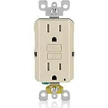 Leviton GFTR1-T Self-Test SmartlockPro Slim GFCI Tamper-Resistant Receptacle with LED Indicator, Wallplate Included, 15-Amp, Light AlmondLeviton GFTR1-T Self-Test SmartlockPro Slim GFCI Tam…