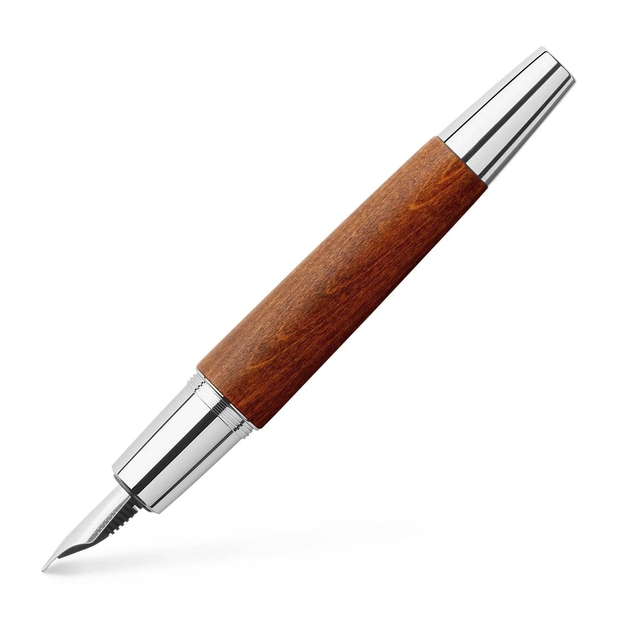 Faber-Castell E-motion 148202 Fountain Pen Wood/Chrome Nib EF Includes Gift Packaging Barrel Colour Brown/Silver