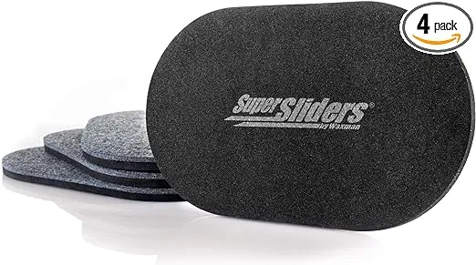 Super Sliders 5 3/4" x 9 1/2" Oval Reusable Furniture Sliders for Hard Surfaces - Effortless Moving and Surface Protection, Brown (8 Pack)