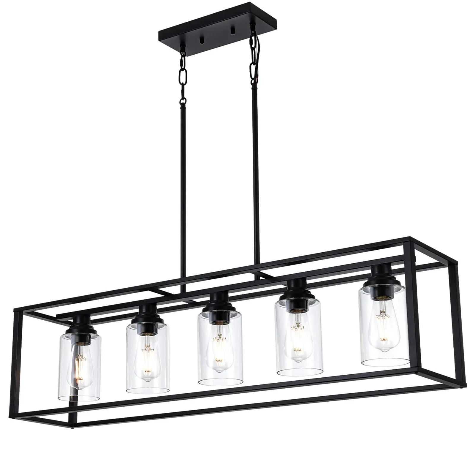 Kitchen Island Lighting Farmhouse Light Fixtures 5-Light Black Chandelier with ...