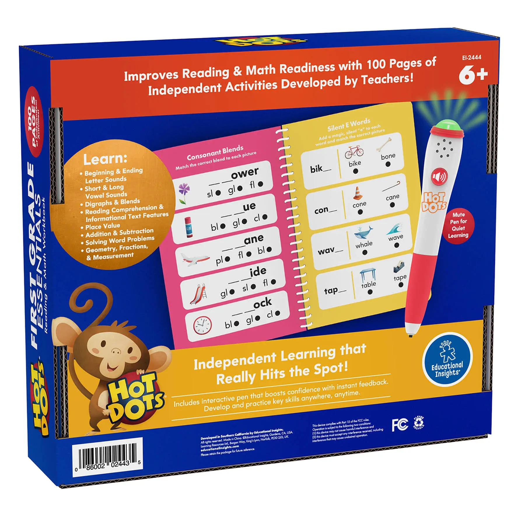 Educational Insights - Hot Dots First Grade Essentials Reading & Math Workbook