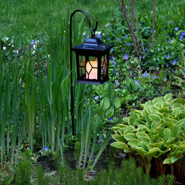 Lumabase Black Solar Lantern with Shepherd's Hook