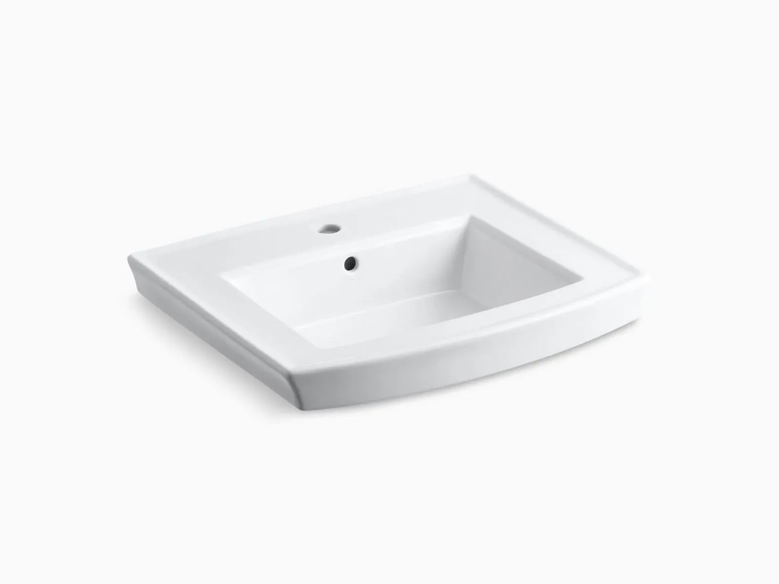 Archer 24 In. Vitreous China Pedestal Sink Basin Only in White with Overflow Drain