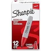 SHARPIE Permanent Markers, Chisel Tip, Red, 12 CountSHARPIE Permanent Markers, Chisel Tip, Red, 12 Count