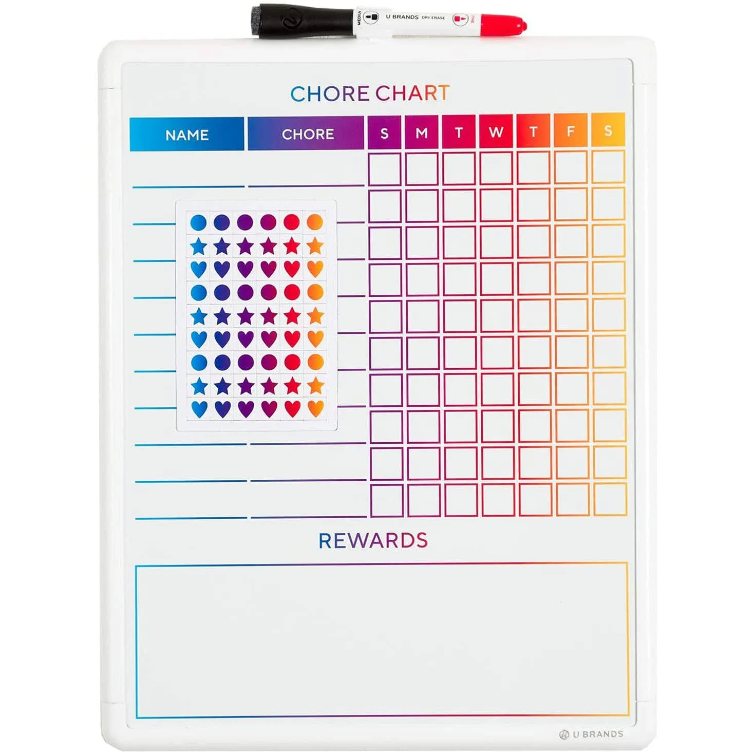 U Brands 11" x 14" White Frame Contempo Magnetic Dry Erase Chore Chart