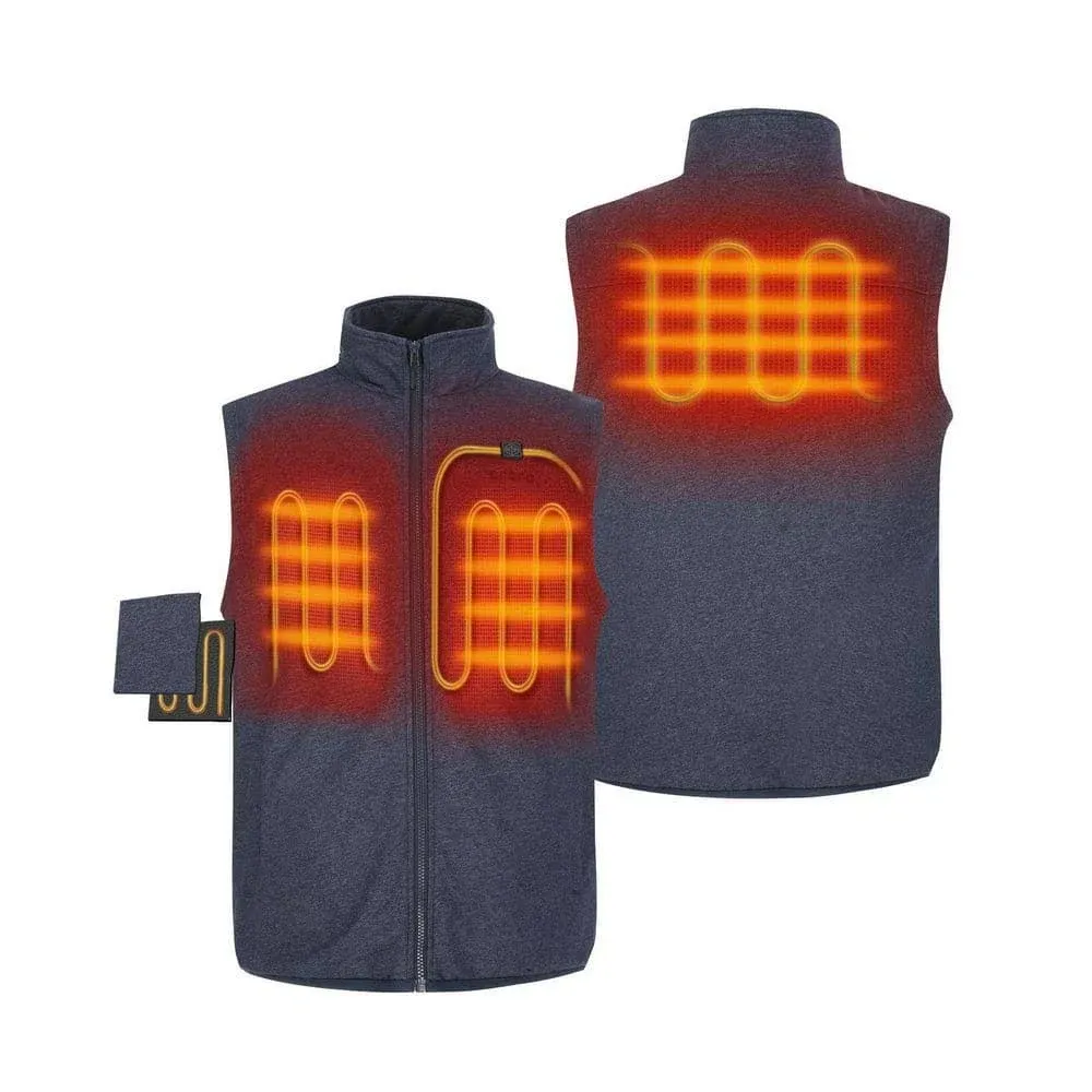 Ororo Men's Small Blue 7.38-Volt Lithium-Ion Heated Fleece Vest with 1 Upgraded Battery and Charger