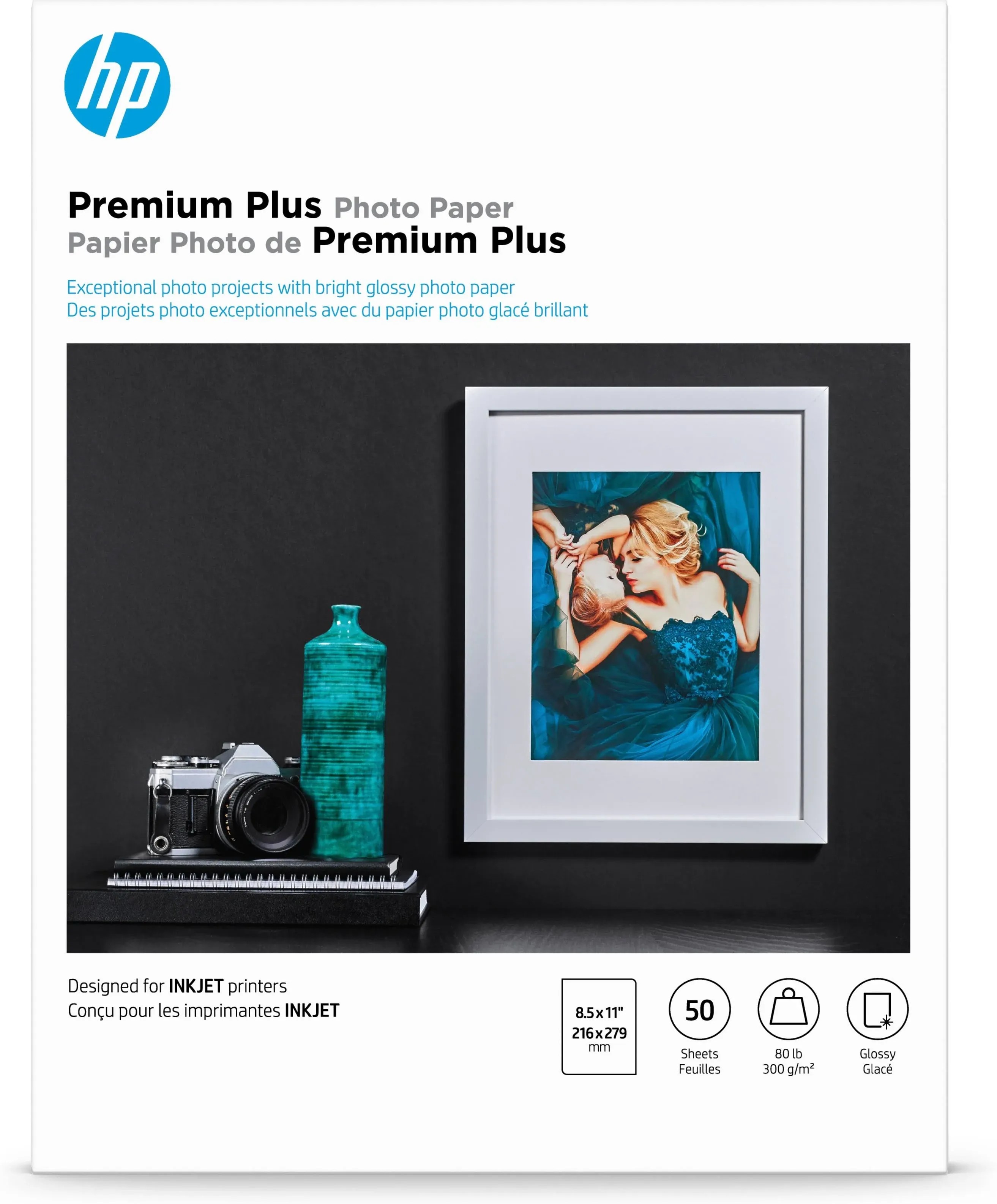 HP Premium Plus Photo Paper, Glossy, 8.5x11 in, 50 sheets (CR664A), White, Pack 1HP Premium Plus Photo Paper, Glossy, 8.5x11 in, 50 sheets (CR664A), White, Pack 1