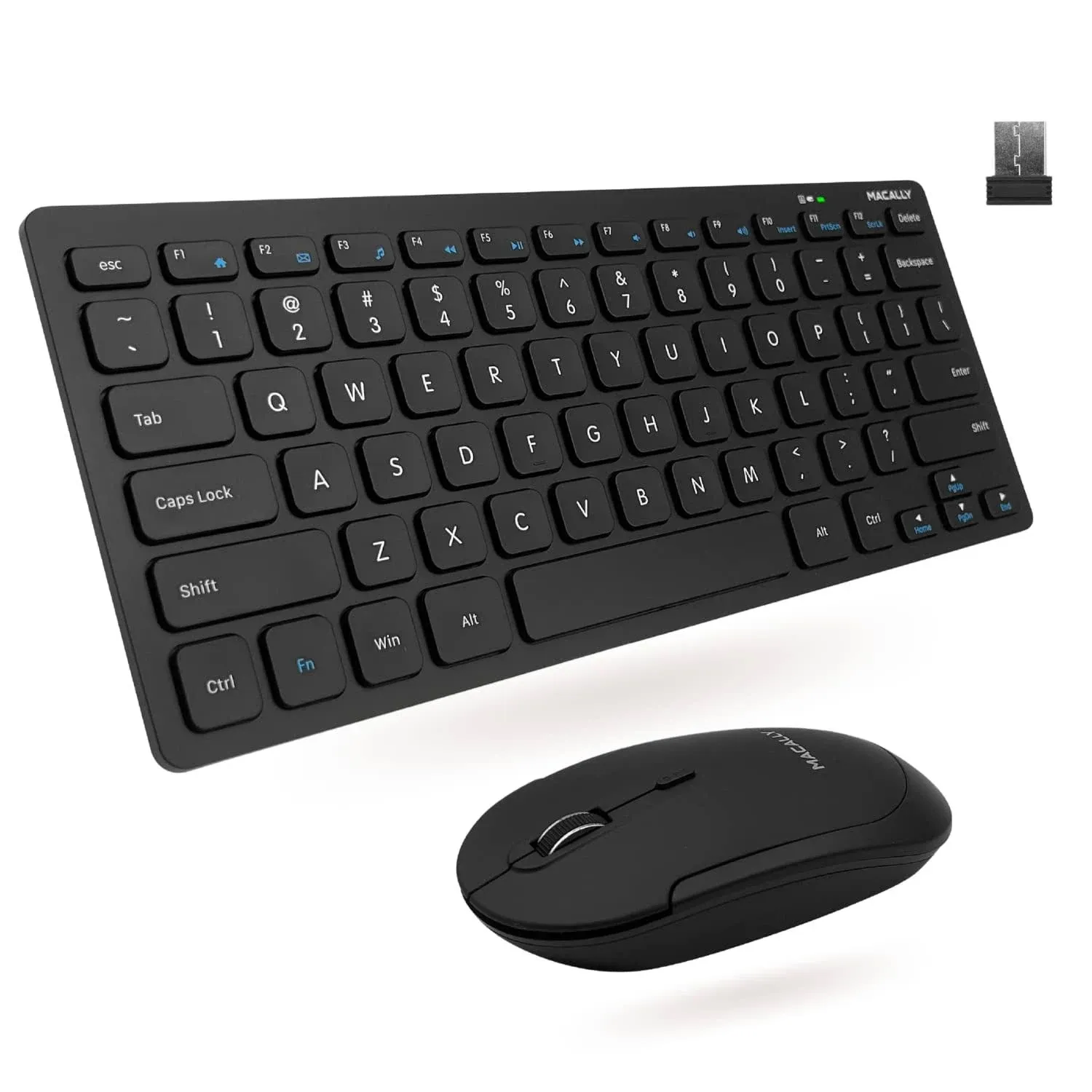 Macally Compact Wireless RF Keyboard and Mouse Combo for PC