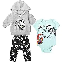 Disney Nightmare Before Christmas Oogie Boogie Fleece Pullover Hoodie Bodysuit & Pants 3 Pcs Outfit Set Newborn to Infant