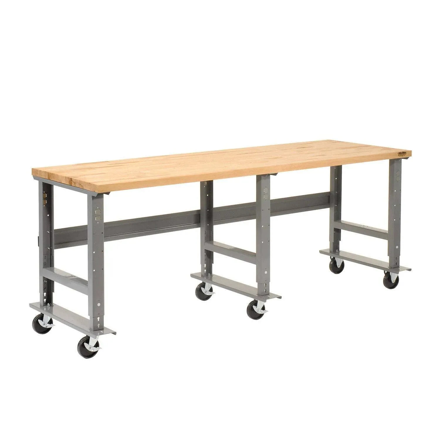 Global Industrial BB9636QAA 96x36 Mobile Adjustable Height C-Channel Leg Workbench 183179A