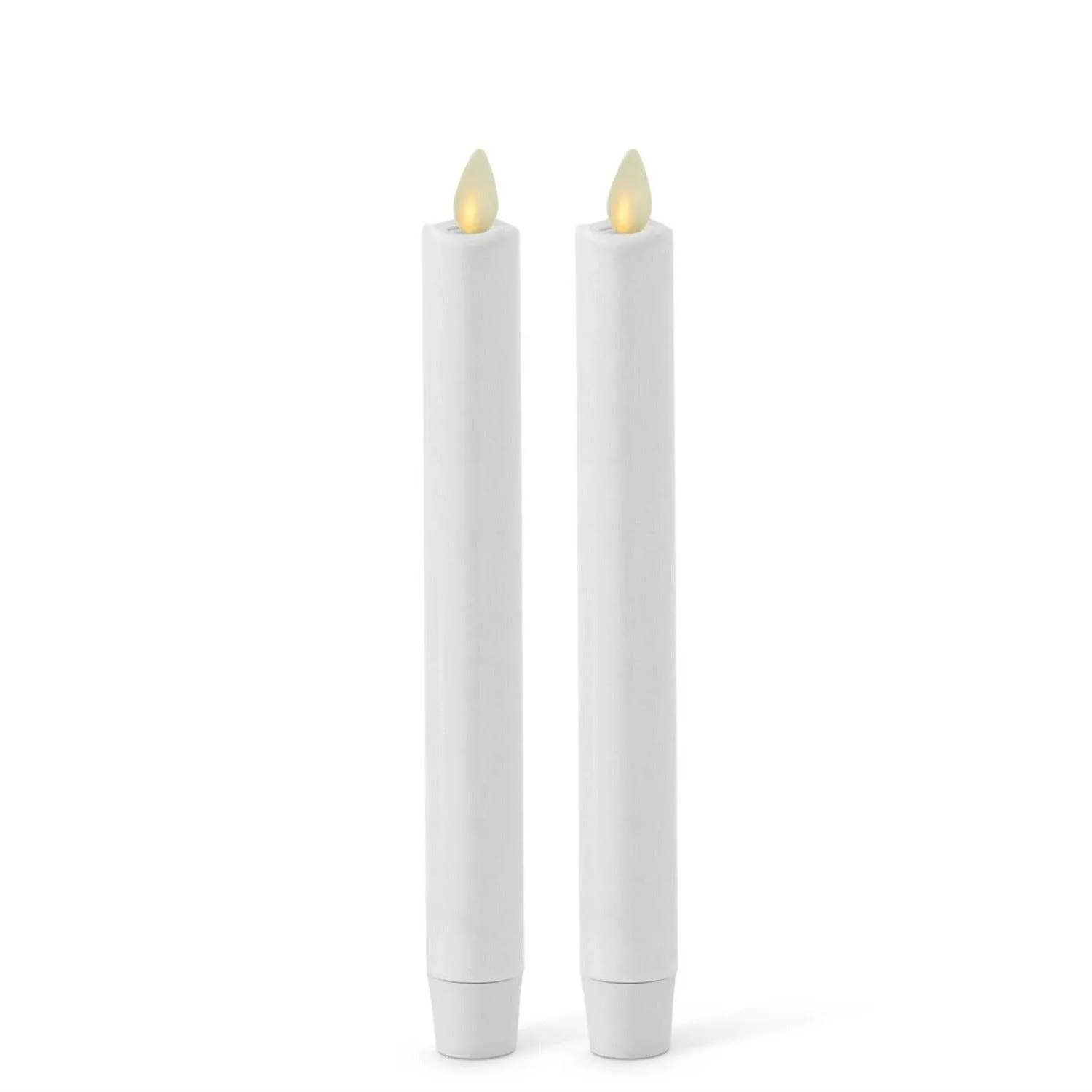 White Flameless Candle Tapers - Flat Top - 6" Height - Set of 2