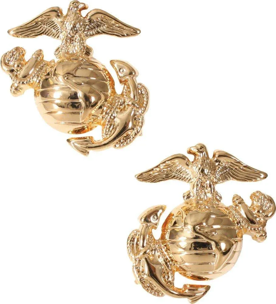 Polished Gold Marine Corp Globe & Anchor Military Insignia