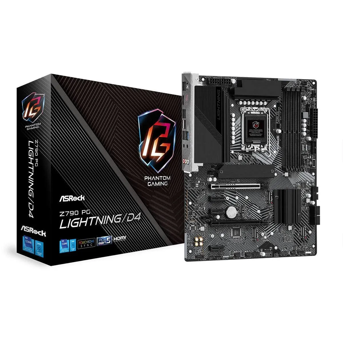 ASRock Phantom Gaming Intel Z790 Lightning WiFi ATX Motherboard LGA1700 DDR5 DIMM 7600 MHz 256 GB SATA3 6.0 Gb/s