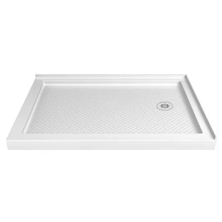 DreamLine Slimline 36"D x 48"W x 2 3/4"H Right Drain Double Threshold Shower Base, White